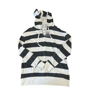 Like Love Women's Small Striped Hoodie Long‎ Sleeve Lace Up Back Hoodie NWT